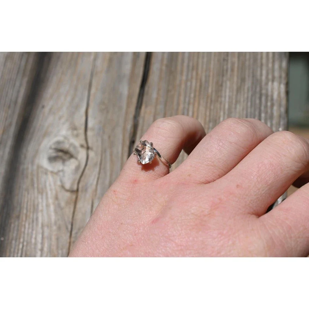 Herkimer Diamond Ring Rustic dainty unique alternative simple boho minimalist na